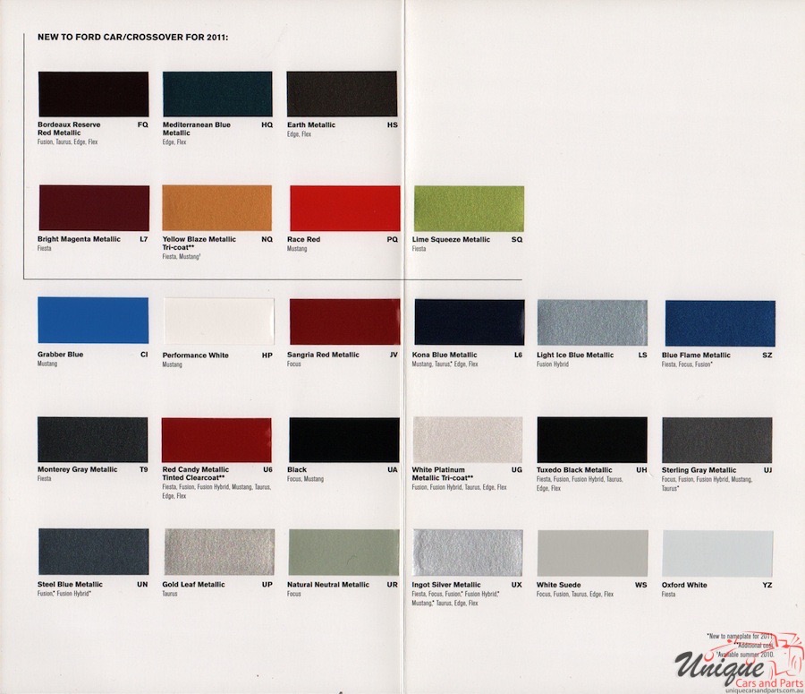 2011 Ford Paint Charts Corporate